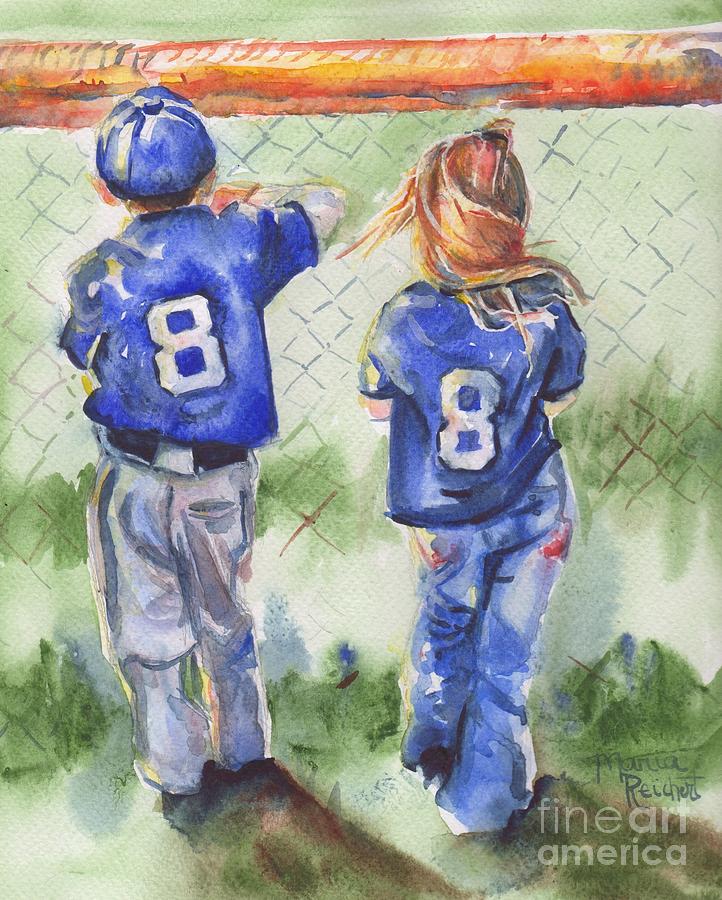 Baseball Painting - Batter Up by Maria Reichert