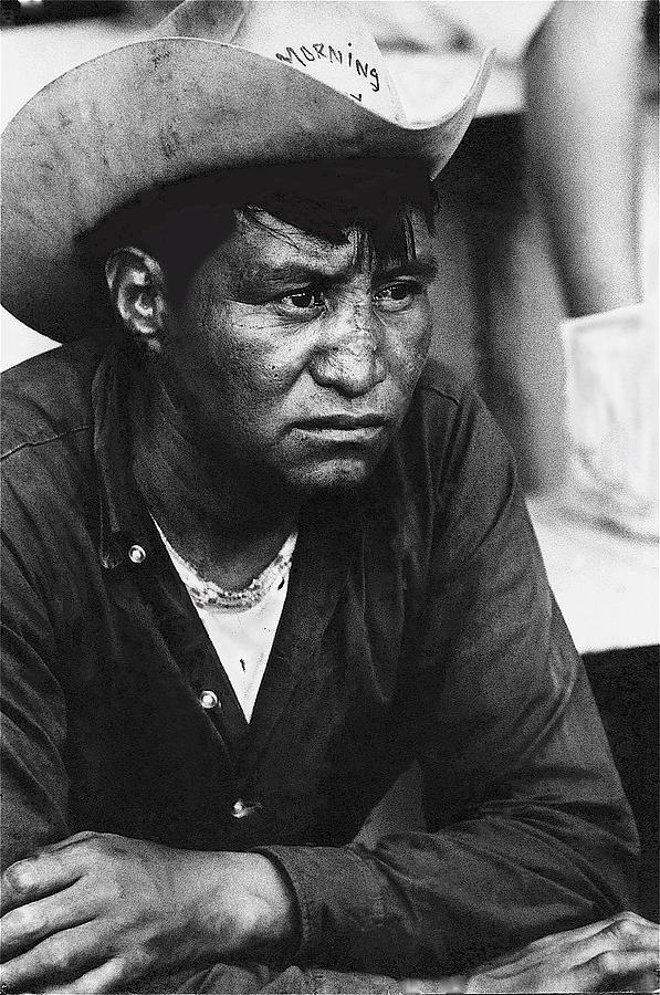 Battered Cowboy  Close-up Morning Glory Rodeo White River Arizona 1970 Photograph by David Lee Guss