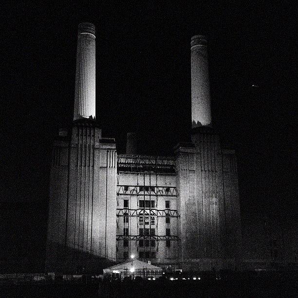 Black And White Photograph - Battersea Power Station By Night by Marc Gascoigne