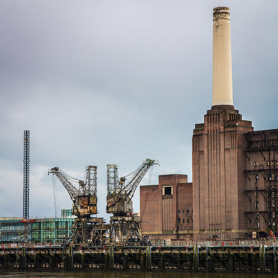 Battersea Power Station Cranes and Chimney Photograph by Semmick Photo