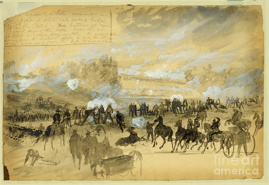Gone With The Wind Drawing - Battle at White Oak Swamp Bridge by Celestial Images