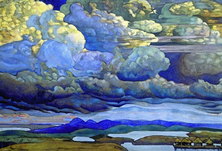 Battle in the Heavens Painting by Nicholas Roerich