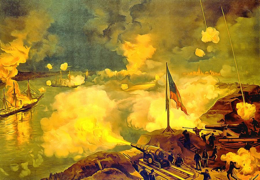 Battle Of Port Hudson Painting by Vintage Image Collection