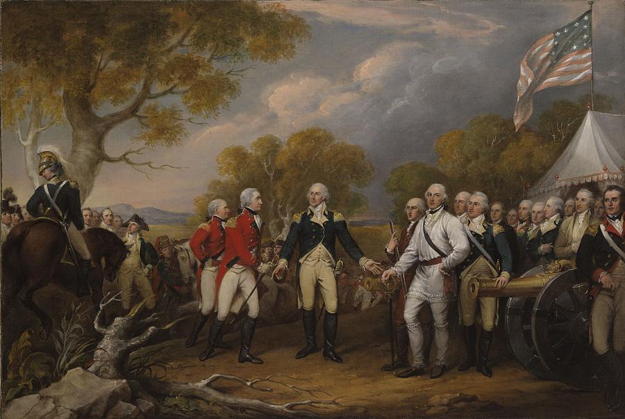 Battle Of Saratoga, The British General John Burgoyne Surrendering Painting by John Trumbull
