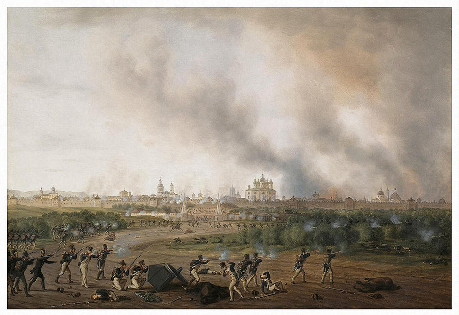 Battle of Smolensk on 18 August 1812 Painting by Albrecht Adam