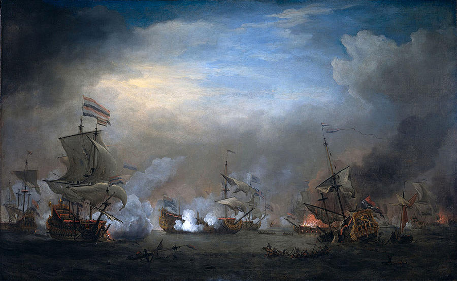 Battle of Texel  Painting by Willem van de Velde