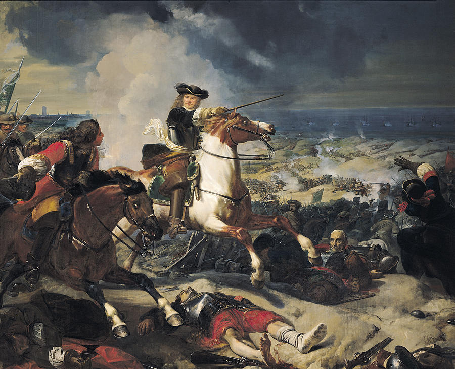 Portrait Photograph - Battle Of The Dunes, 14th June 1658, 1837 Oil On Canvas by Charles-Philippe Lariviere