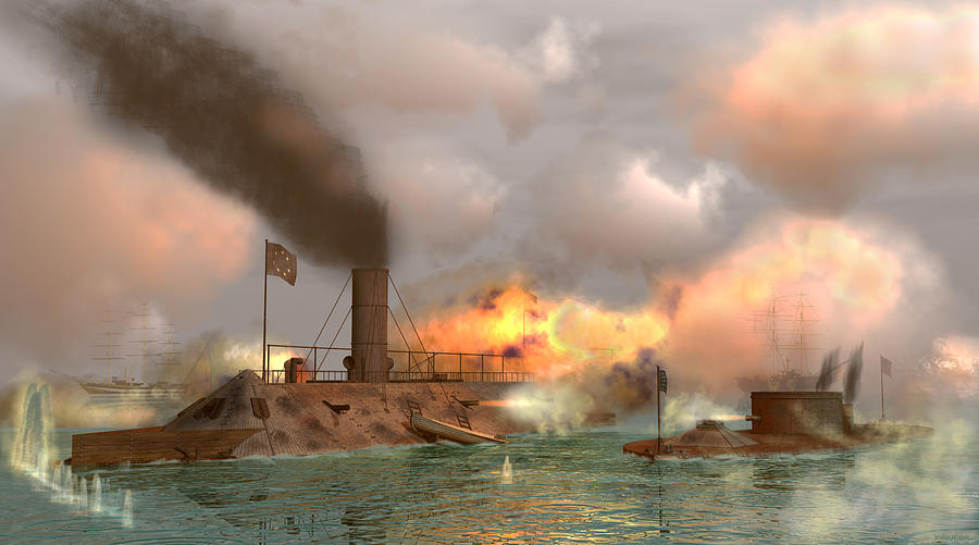 Battle of the Ironclads Digital Art by Walter Colvin