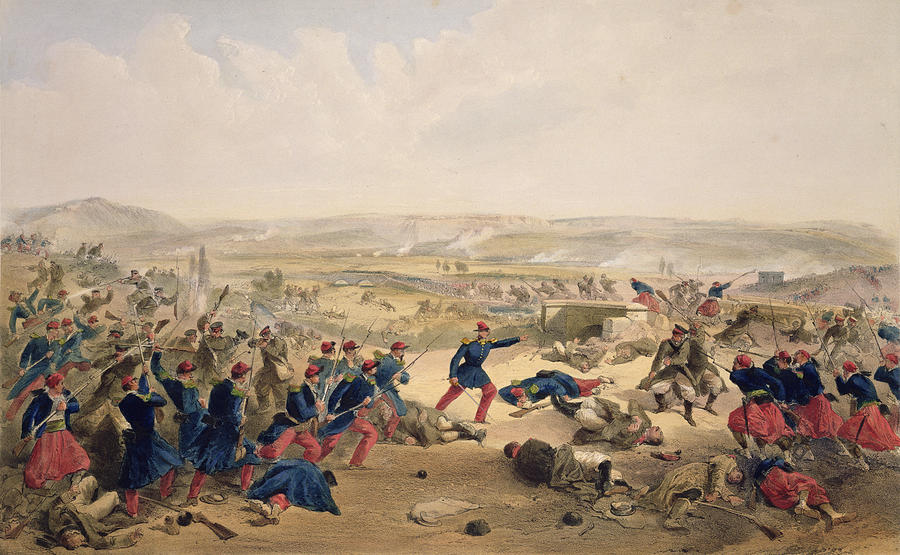 Fighting Drawing - Battle Of The Tchernaya, August 16th by William Crimea Simpson