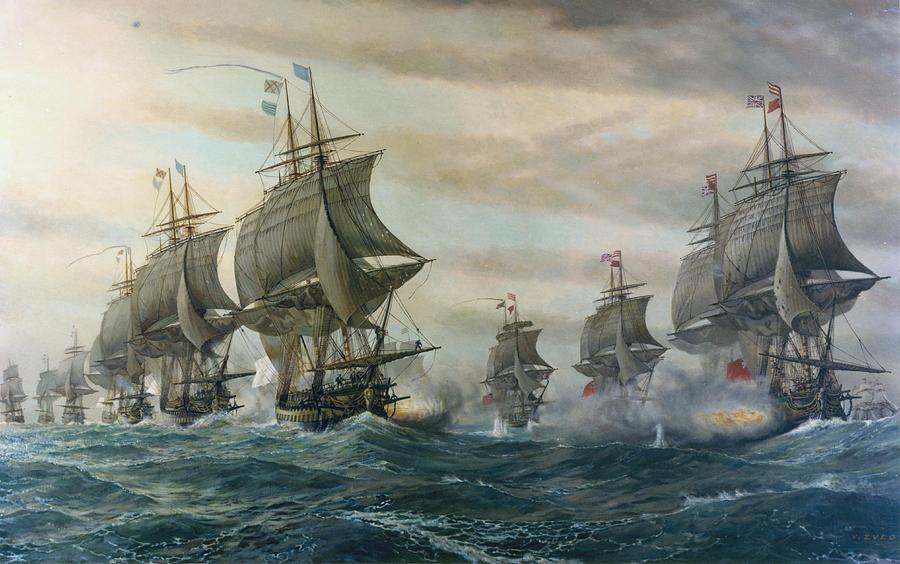 Battle Of Virginia Capes Painting by Celestial Images