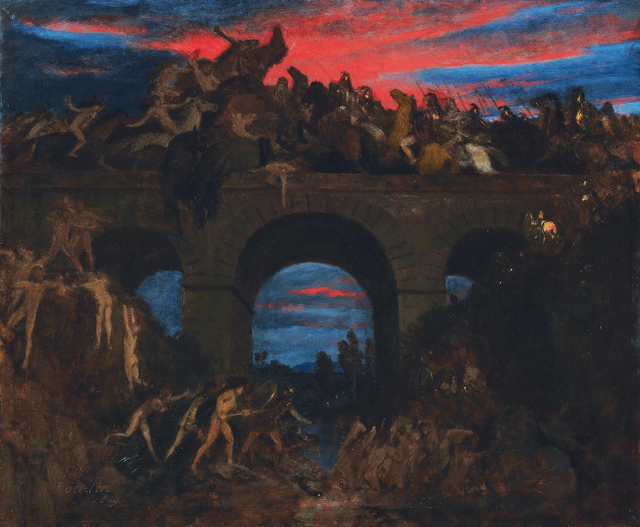 Battle on the Bridge Painting by Arnold Boecklin