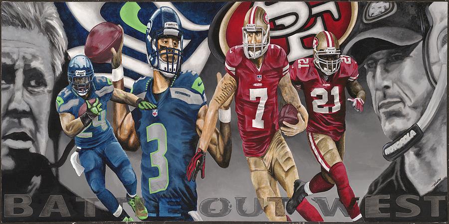 Russell Wilson Painting - BATTLE out WEST by Dustin Handy