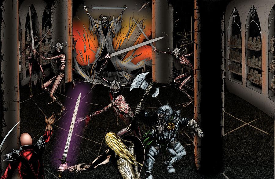 Fantasy Digital Art - Battle with the Mage-King by James Kramer