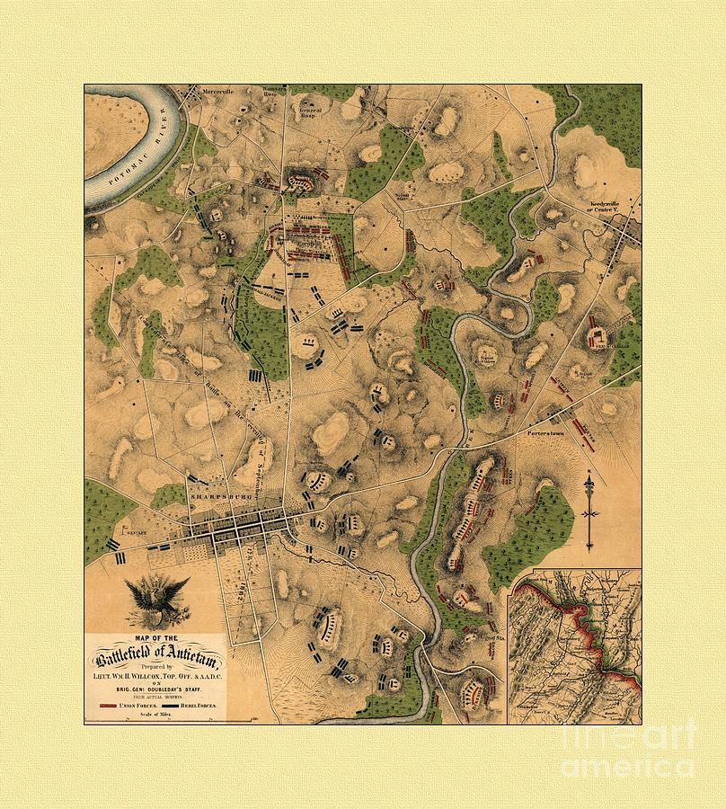 Battle Of Antietam Digital Art - Battlefield Of Antietam Map by Maciek Froncisz