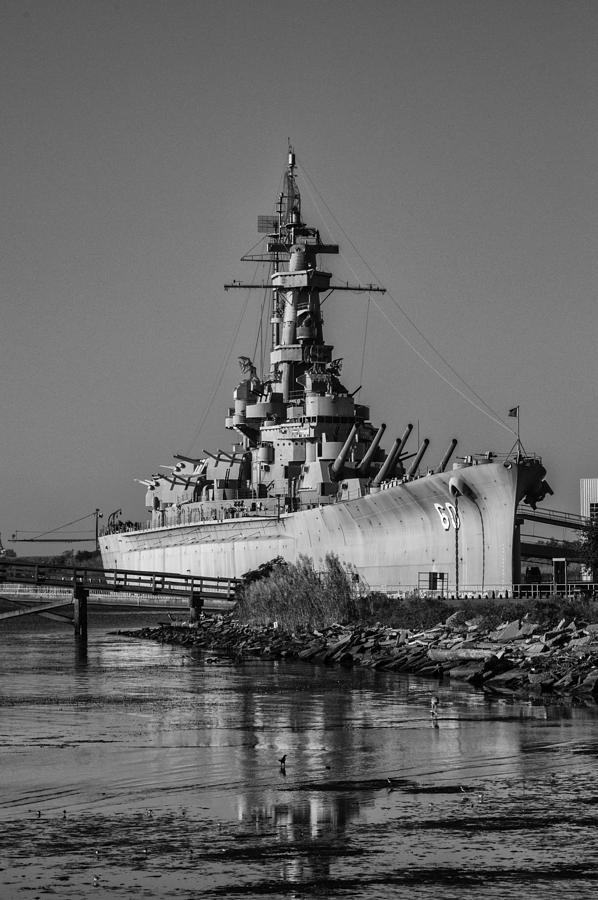 Battleship Alabama with dock Digital Art by Michael Thomas