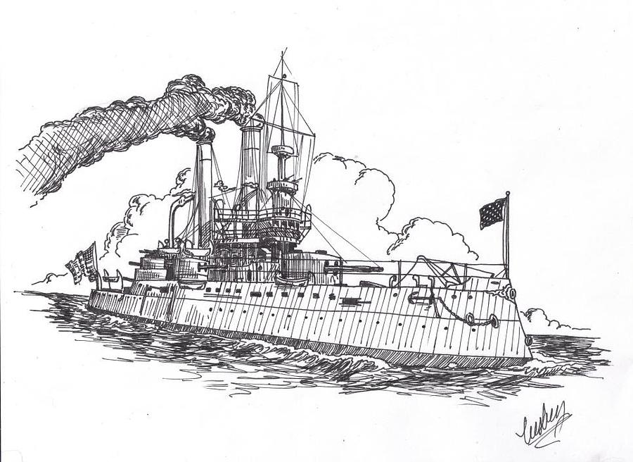Battleship Drawing by Brian Liesberg Fine Art America