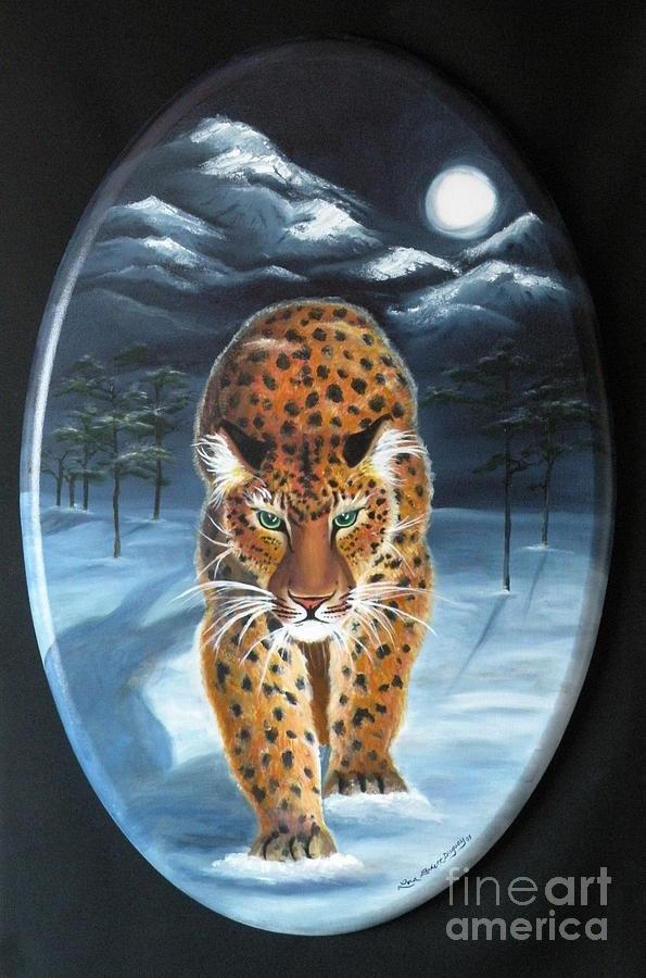 Batukhan Snow Leopard Painting by Lora Duguay