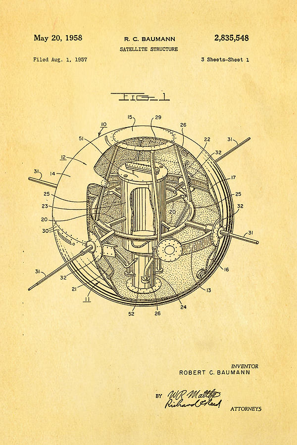 Space Photograph - Baumann Satellite Patent Art 1958 by Ian Monk
