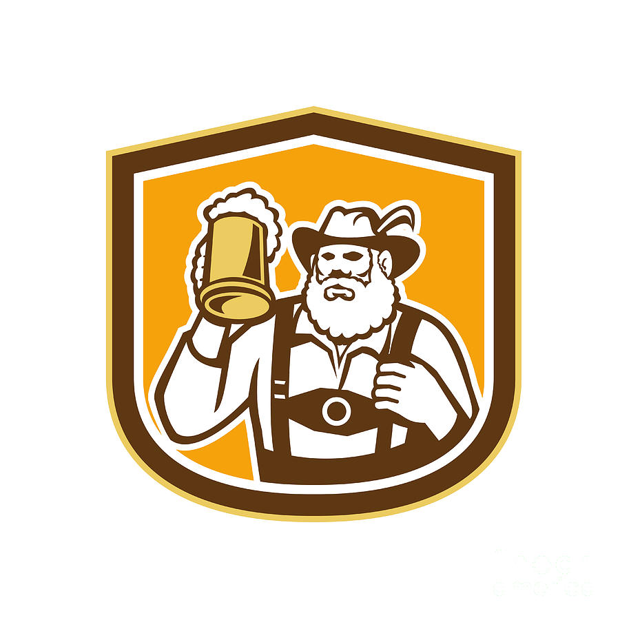 Beer Digital Art - Bavarian Beer Drinker Mug Shield Retro by Aloysius Patrimonio