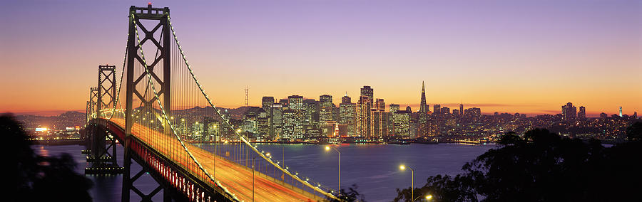 San Francisco Photograph - Bay Bridge At Night, San Francisco by Panoramic Images