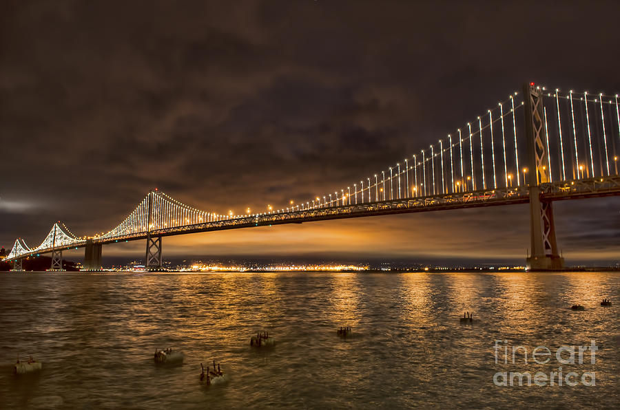 Bay Bridge Lights Photograph by Judy Wolinsky