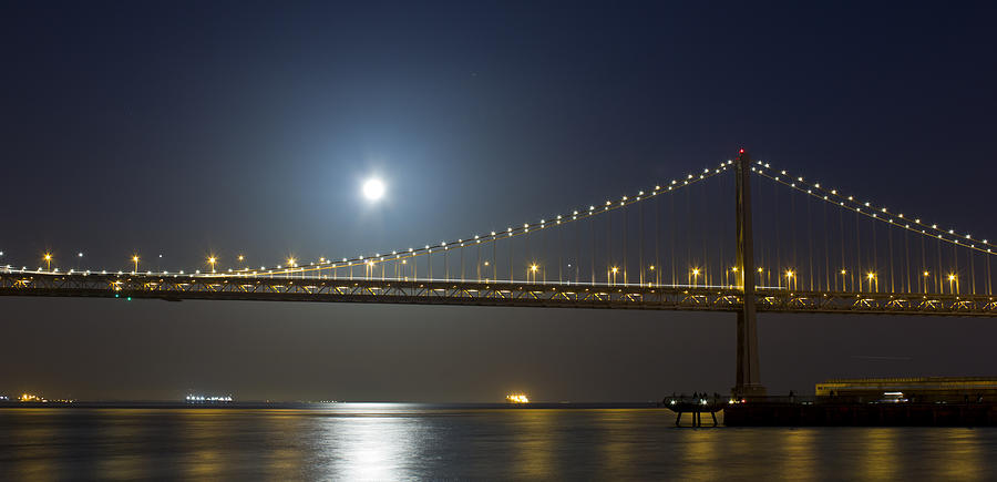 Bay Bridge Supermoon Photograph by Bryant Coffey