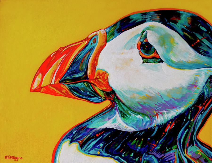 Bay Bulls Puffin Painting by Derrick Higgins