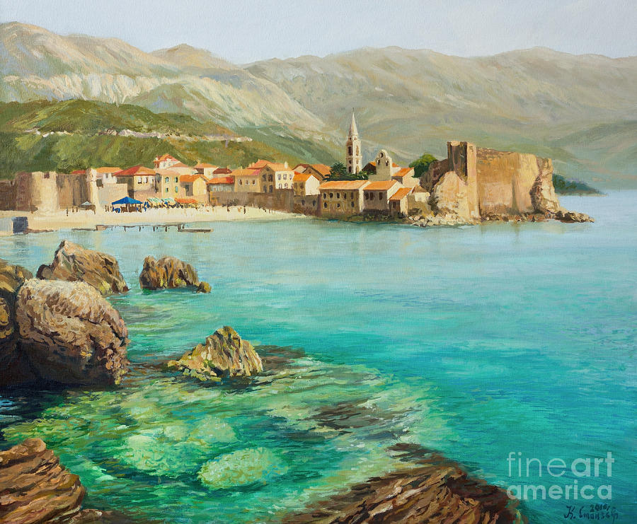 Holiday Painting - Bay near old Budva by Kiril Stanchev