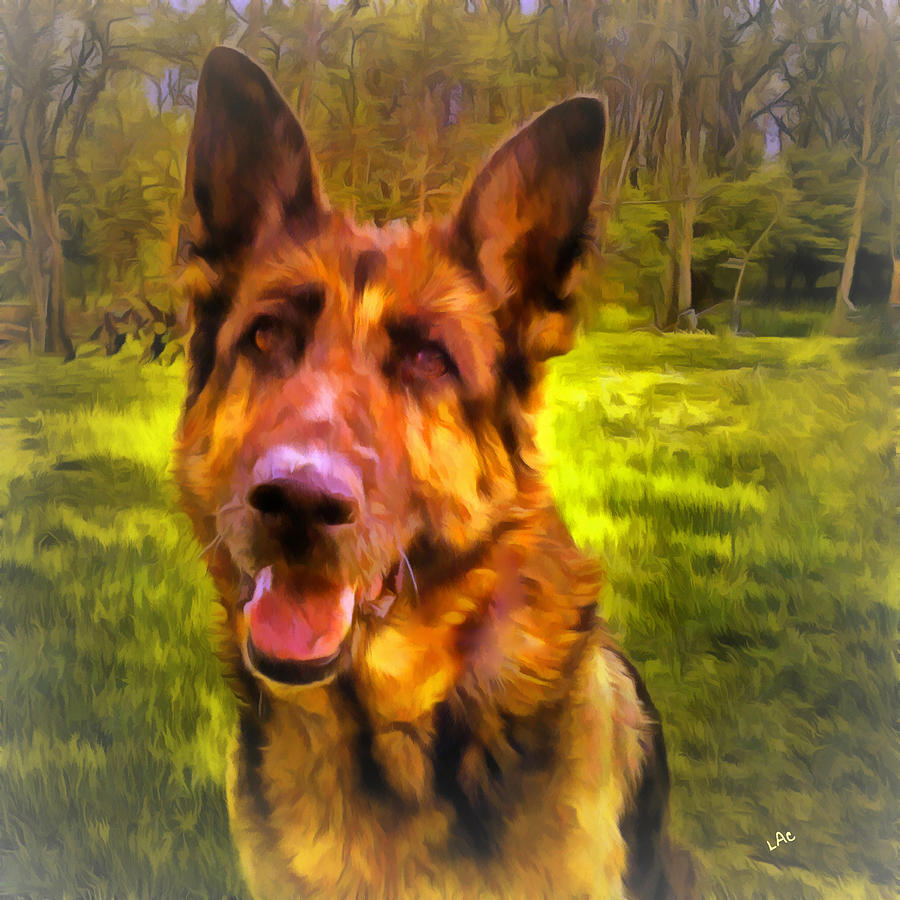 Baylie - German Shepherd Painting by Doggy Lips