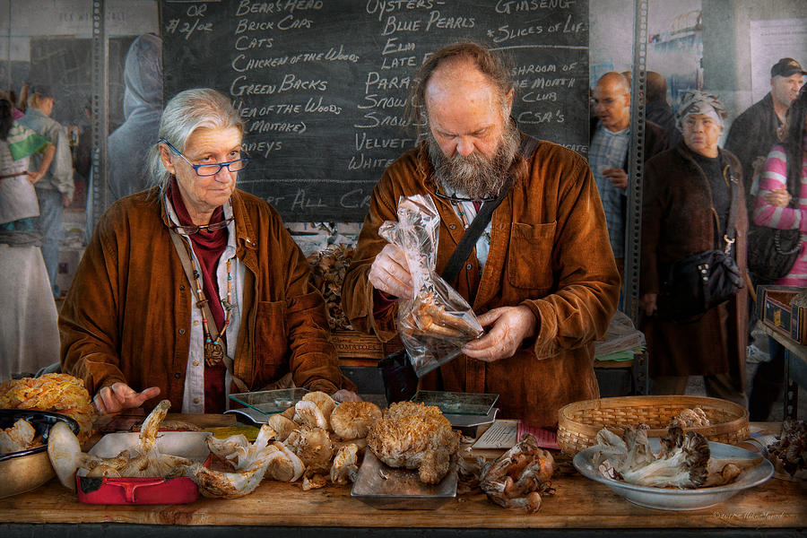 Bazaar - We sell fresh mushrooms Photograph by Mike Savad