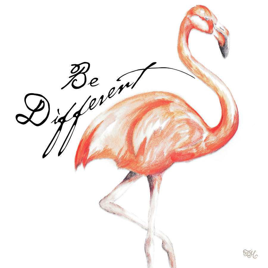 Flamingo Digital Art - Be Different Flamingo I by Tiffany Hakimipour