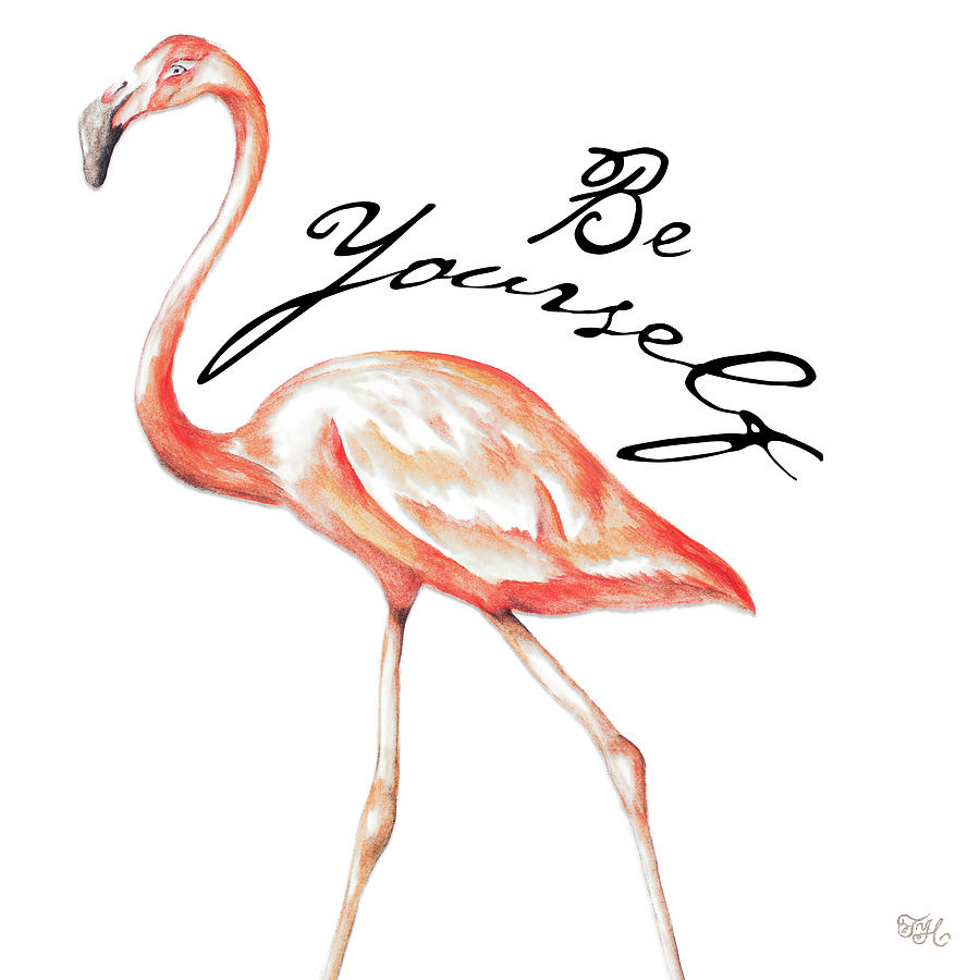 Animal Digital Art - Be Different Flamingo II by Tiffany Hakimipour