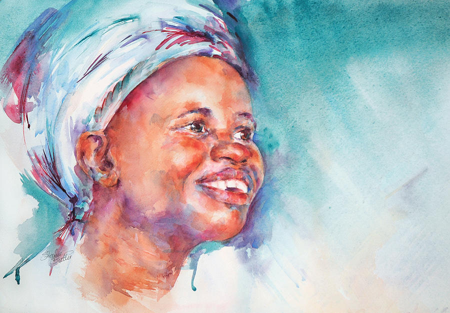 Portrait Painting - Be Happy by Stephie Butler