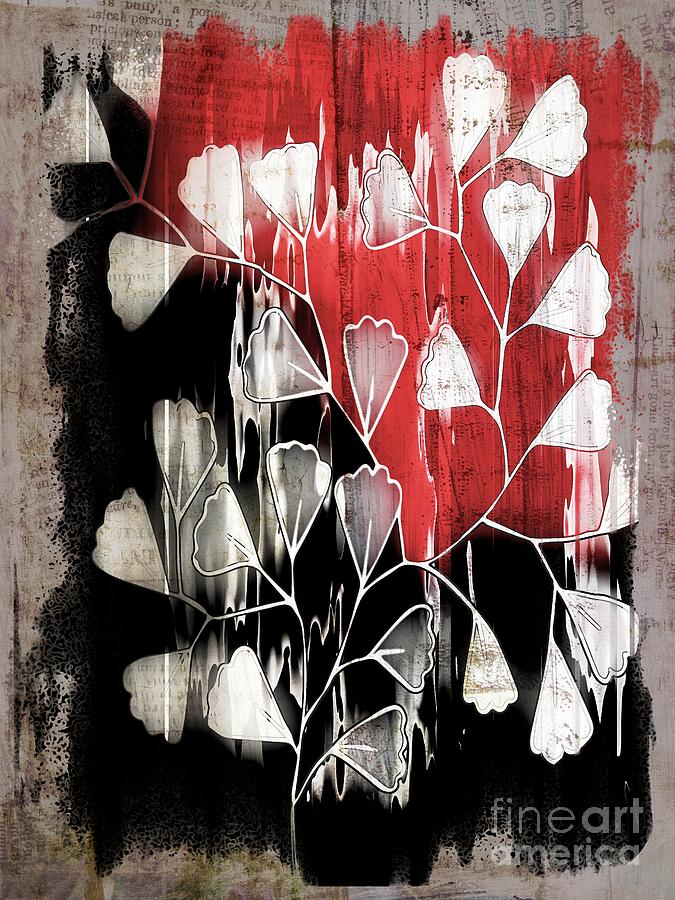 Be-Leaf - Red Black a05bt3a Digital Art by Variance Collections