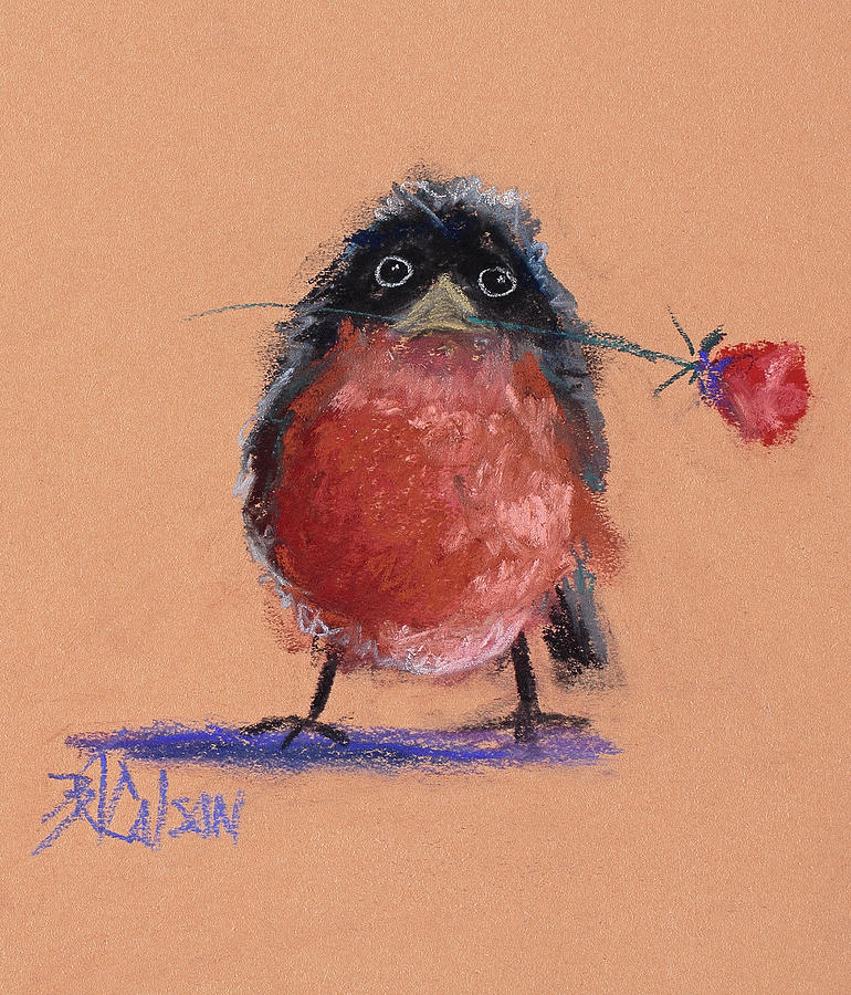 Baby Robin Painting - Be Mine by Billie Colson