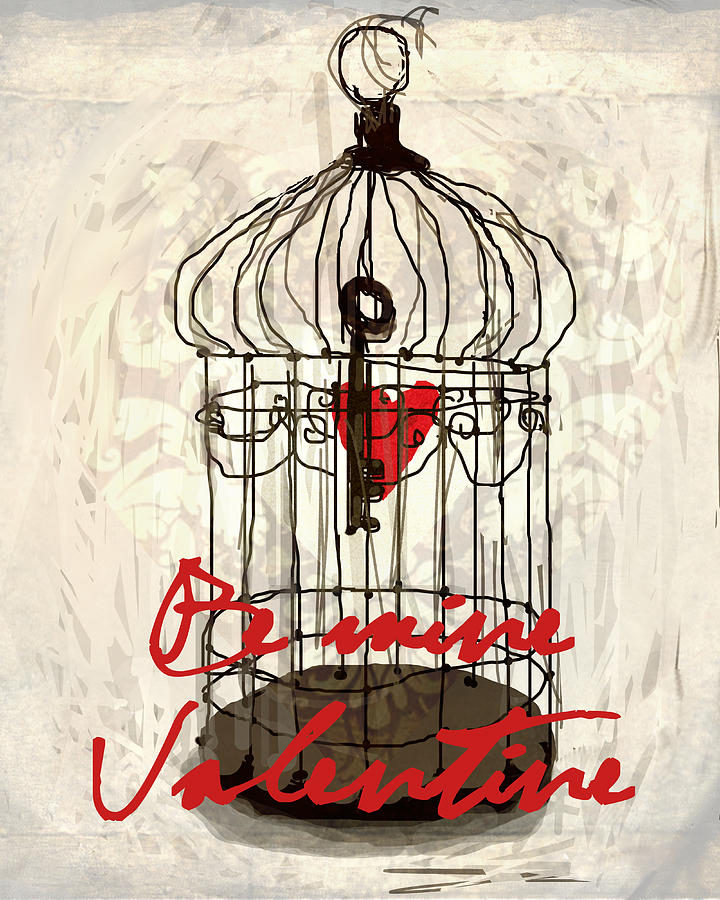 Be Mine Valentine Birdcage Heart And Key Photograph by Suzanne Powers