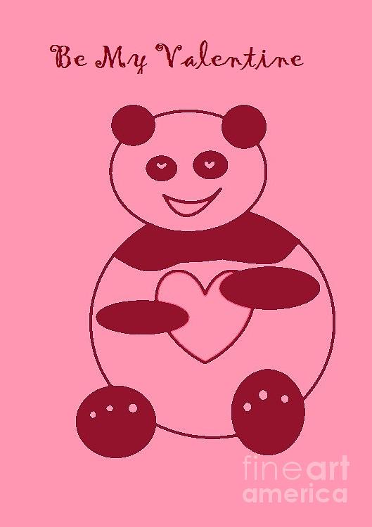 Valentines Day Drawing - Be My Valentine Panda Girl by Ausra Huntington nee Paulauskaite