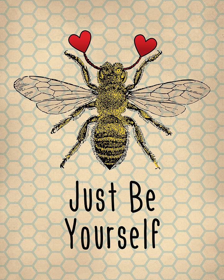 Vintage Digital Art - Be Yourself Cute Quotation by Flo Karp