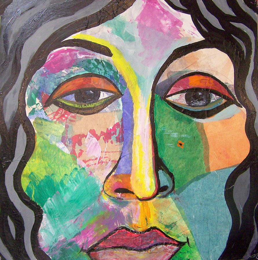Abstract Painting - Beaatrice by Mtnwoman Silver Abstract Painting - Beaatrice by Mtnwoman Silver