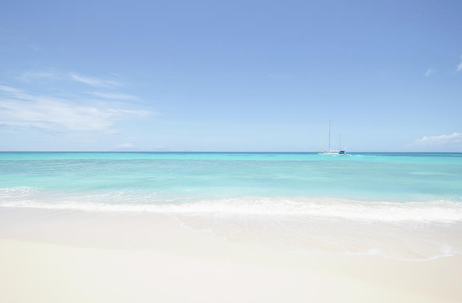 Beach And Sailboat, Antigua Photograph by Nine Ok