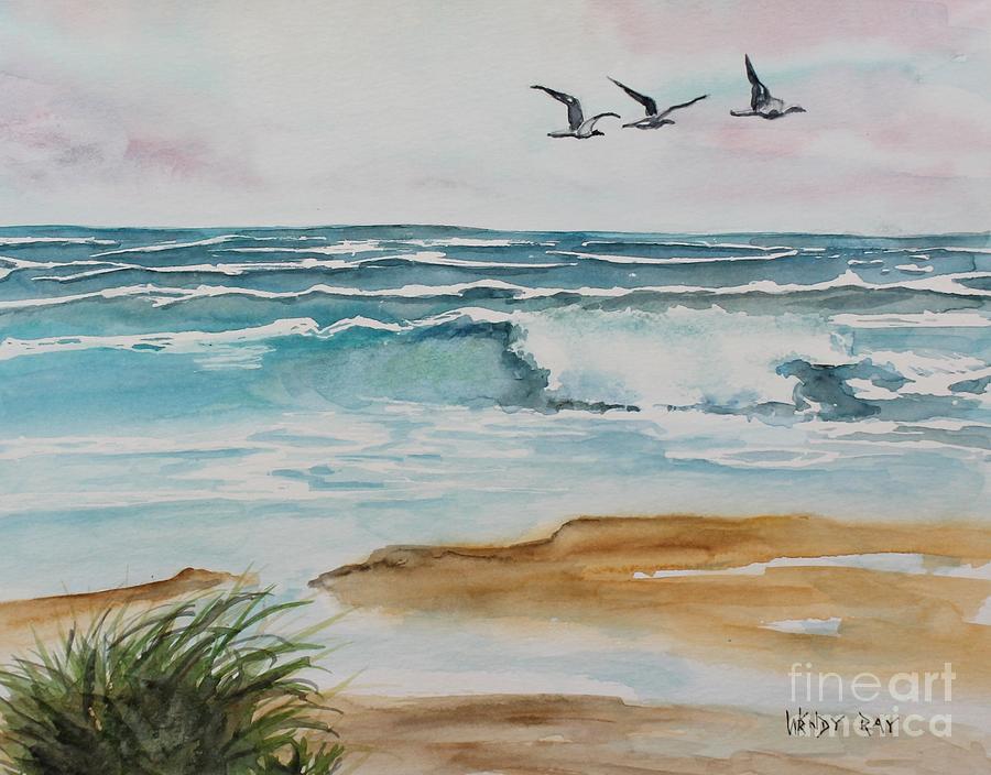 Beach and Waves Painting by Wendy Ray