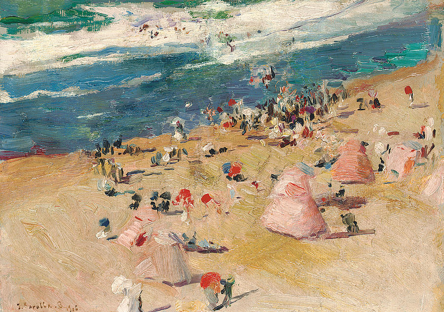 Beach At Biarritz Painting by Joaquin Sorolla y Bastida