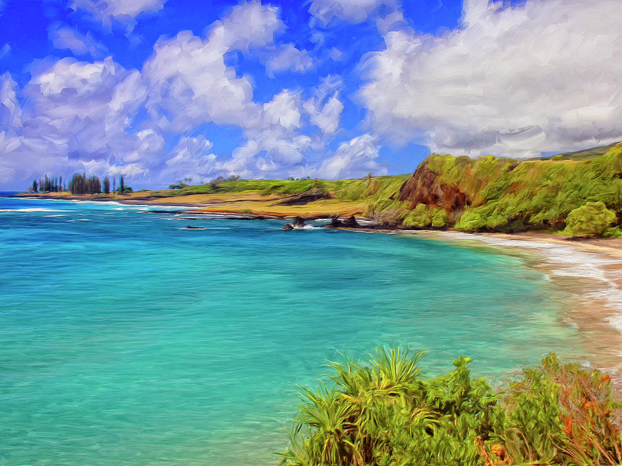 Beach at Hana Maui Painting by Dominic Piperata