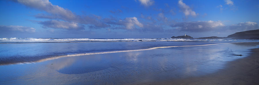 Beach Photograph - Beach At Sunrise, Gwithian Beach by Panoramic Images