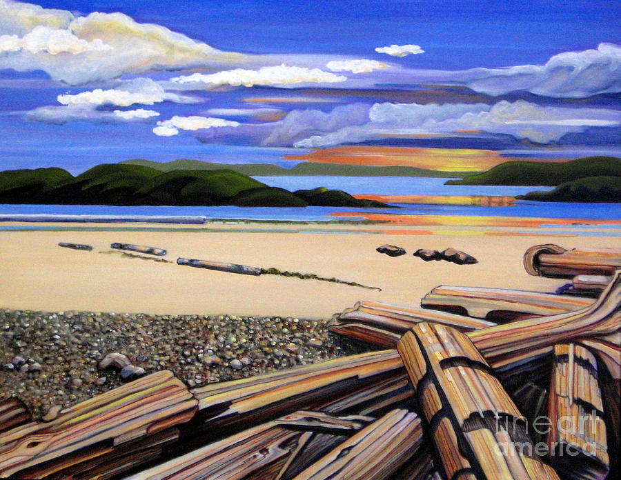 Beach at Sunset Painting by Elissa Anthony