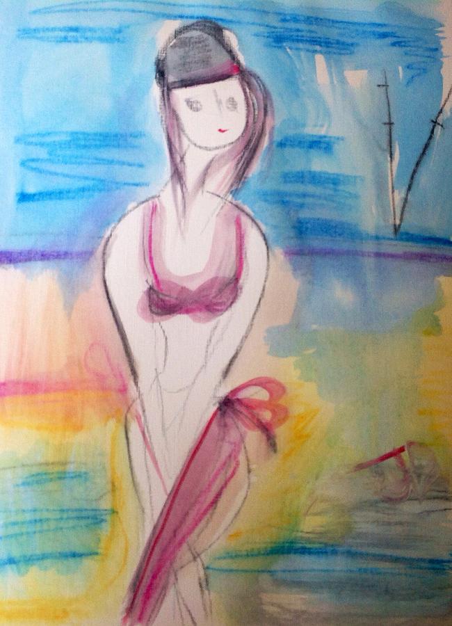 Beach babe Painting by Judith Desrosiers