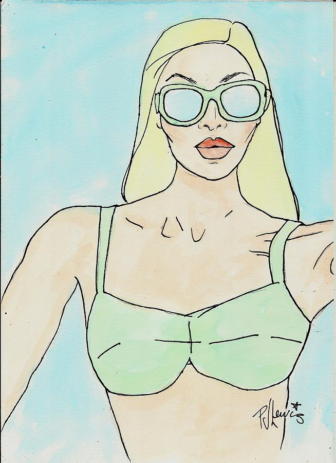 Beach Babe Drawing by PJ Lewis