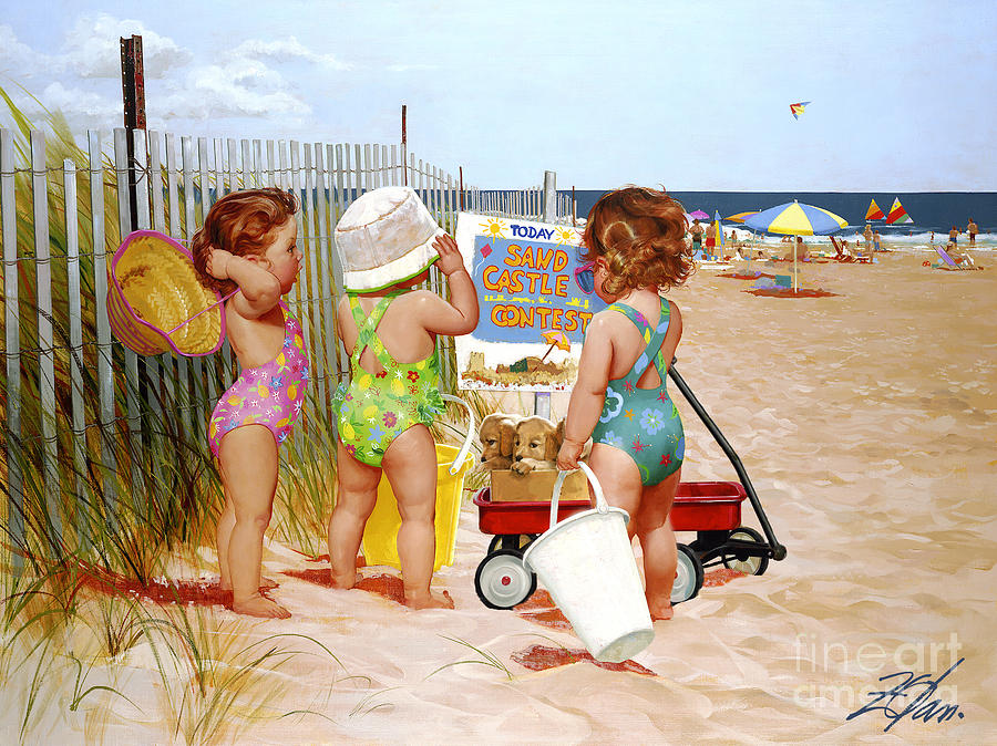 Beach Painting - Beach Babies by Donald Zolan