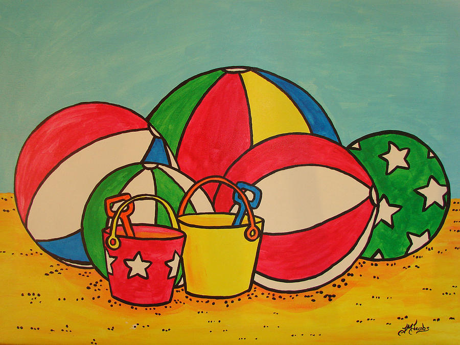 Beach Balls Painting by Joyce M Jacobs Fine Art America