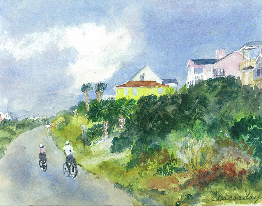 Bicycle Painting - Beach Biking by Evelyn Cassaday